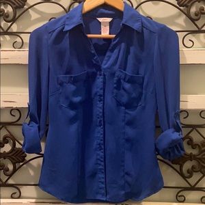 XS Candies button down shirt royal blue